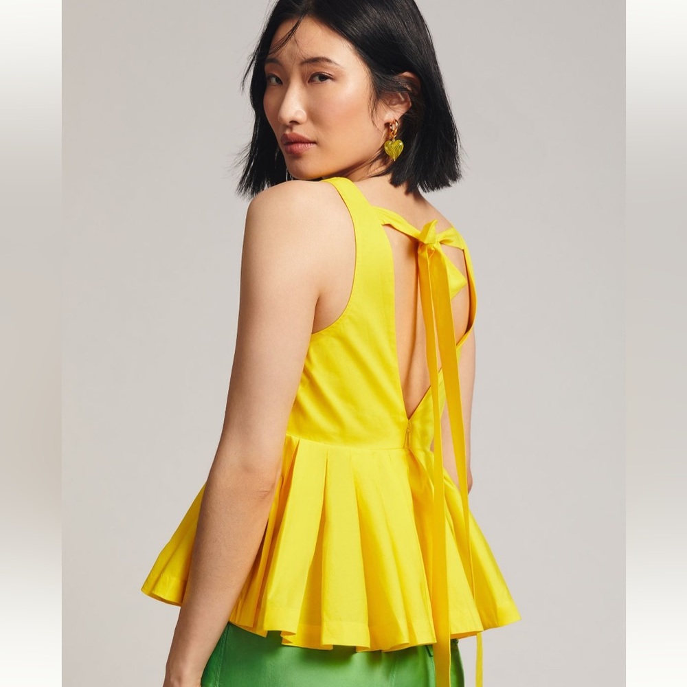 Anthropologie atsu sleeveless poplin yellow top size S